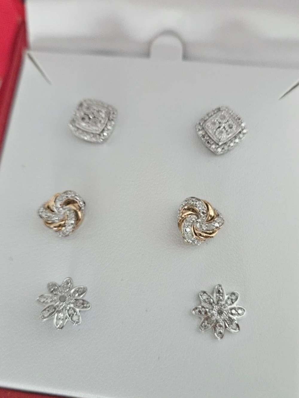 Macy's Silver and Gold Mixed-Metal CZ Stud Earring Trio
